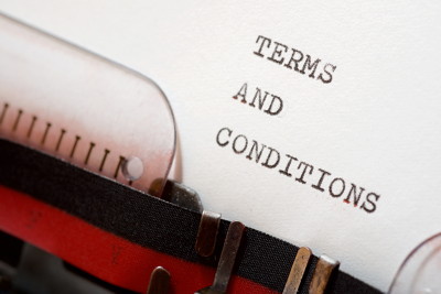 terms and conditions written on type writer