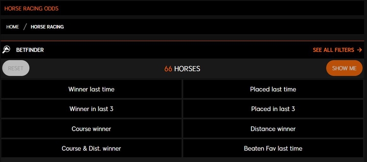 888 Horse Racing bet Finder